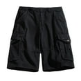 thumbnail image 2 of WREESH Men's Cargo Shorts Outdoor Travel Hiking Shorts Elastic Waist Cotton Shorts Solid Casual Summer Shorts with Cargo Pockets Black, 2 of 5