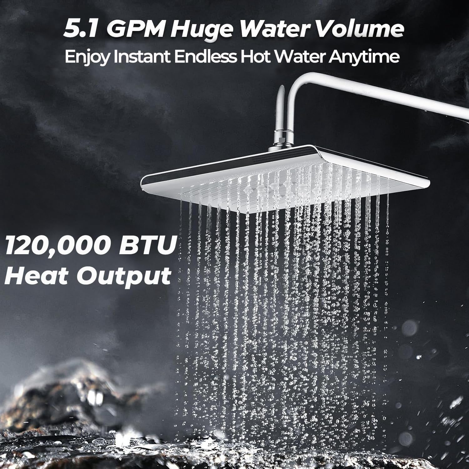 InstaGas Classic Propane Gas Tankless Water Heater 120,000 BTU, Up to 5.1 GPM Instant Hot Water Heater LP for 4 People, Indoor Installation, CSA Certified, White