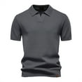 thumbnail image 2 of PiGOGI Men's Casual Short Sleeve Pullover Shirt Solid Color Summer Top Lightweight Breathable Polyester Fashion Blouse S-5XL Dark Gray, 2 of 6