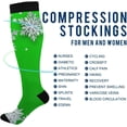 thumbnail image 4 of FREEAMG Knee High Socks Christmas Snowflake Green Compression Warm Stockings for Women, Running, Nurse, Medical 1PC, 4 of 7