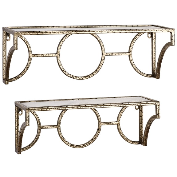Acton Wall Shelves Aged Gold Set of Two 2