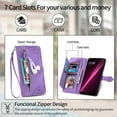 thumbnail image 4 of Nalacover Zipper Wallet Case for T-Mobile REVVL 6 Pro 5G/T Phone Pro 5G with Handbag Wrist Strap, Embossed Pattern Premium PU Leather Cover with Card Slots Holder Magnetic Clasp Kickstand Case, Purple, 4 of 8