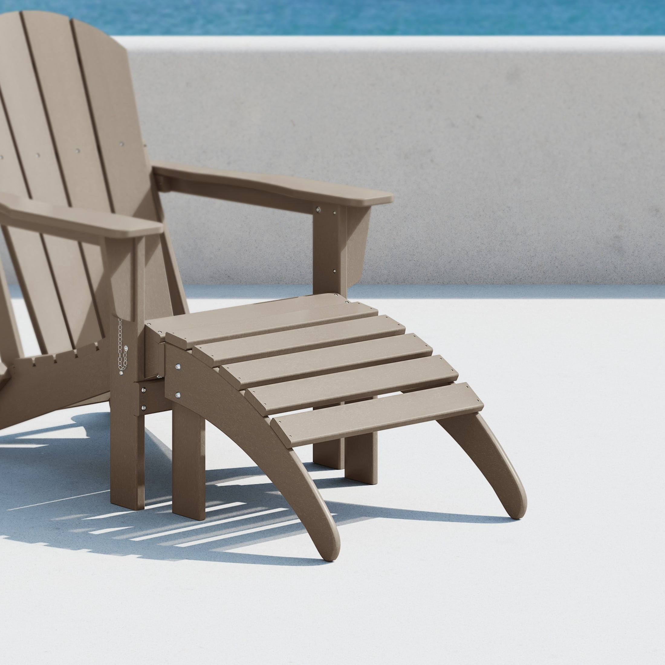 Outdoor Patio Folding Adirondack Ottoman, Weathered Wood