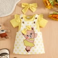 thumbnail image 5 of Splozh Baby Girl Outfit 3 6 9 12 18 Months Baby Girl Clothes Suspender Skirt Newborn Ruffled Romper Dress Headband Outfits,Yellow,3-6 Months, 5 of 5