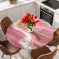 thumbnail image 2 of Pink Marble Round Tablecloth 45-54 Inch Round Fitted Table Cloth with Elastic Edge, Modern Ink Painting Golden Abstract Waterproof Table Cover Protector for Outdoor Picnic Party Dining, 2 of 6