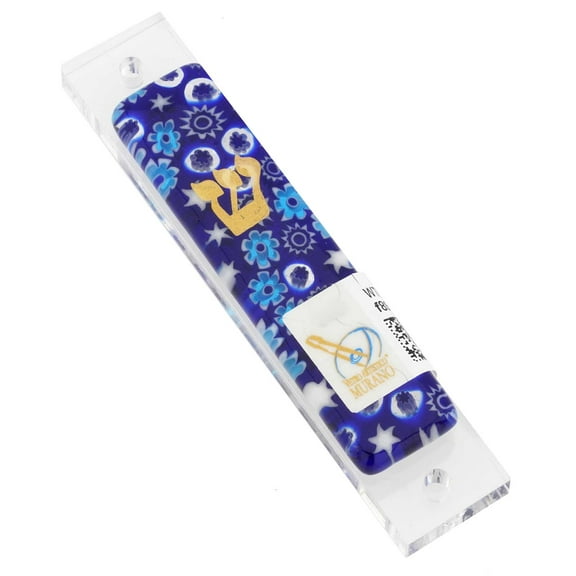 GlassOfVenice Murano Glass Mezuzah - Blue Millefiori