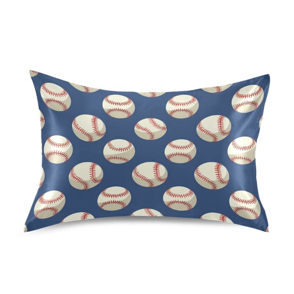 Ryvnso Satin Pillowcase Baseball Blue Pillow Cases Standard Size 26x20in