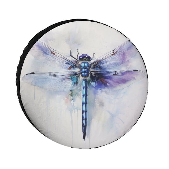 Dragonfly With Purple Watercolour Camping Spare Tire Cover Retro Insect Dragonflies Flower Wheel Protectors Weatherproof Wheel Covers Universal Fit for Trailer SUV Truck Camper Travel Trailers 12inch