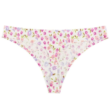 

iOPQO panties for women Women Breathable Print Ladies Thong Panty Underwear Women s Panties Hot Pink S
