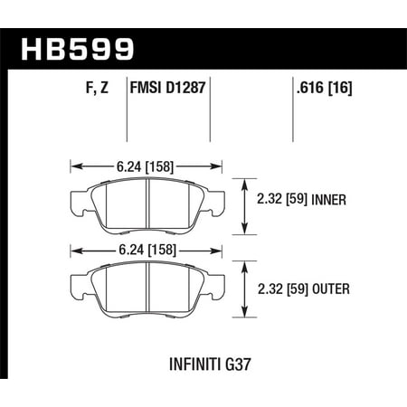 G35 Ceramic - Hawk Infiniti G35 Sport/G37 Performance Ceramic Street Front Brake Pads