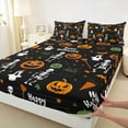 thumbnail image 2 of Manfei Skull Skeleton Sheet Set King, Funny Pumpkin Bed Sheets Set King Size, Cartoon Halloween King Sheet Sets, Lightweight Room Decoration, 4-Piece, 2 of 7