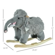 Qaba Kids Ride-On Rocking Horse Toy Mammoth Style Rocker with Fun Music & Soft Plush Fabric for Children 3+ Years
