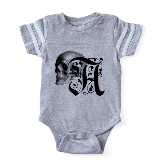 CafePress - Gothic Skull Initial A - Cute Infant Baby Football Bodysuit