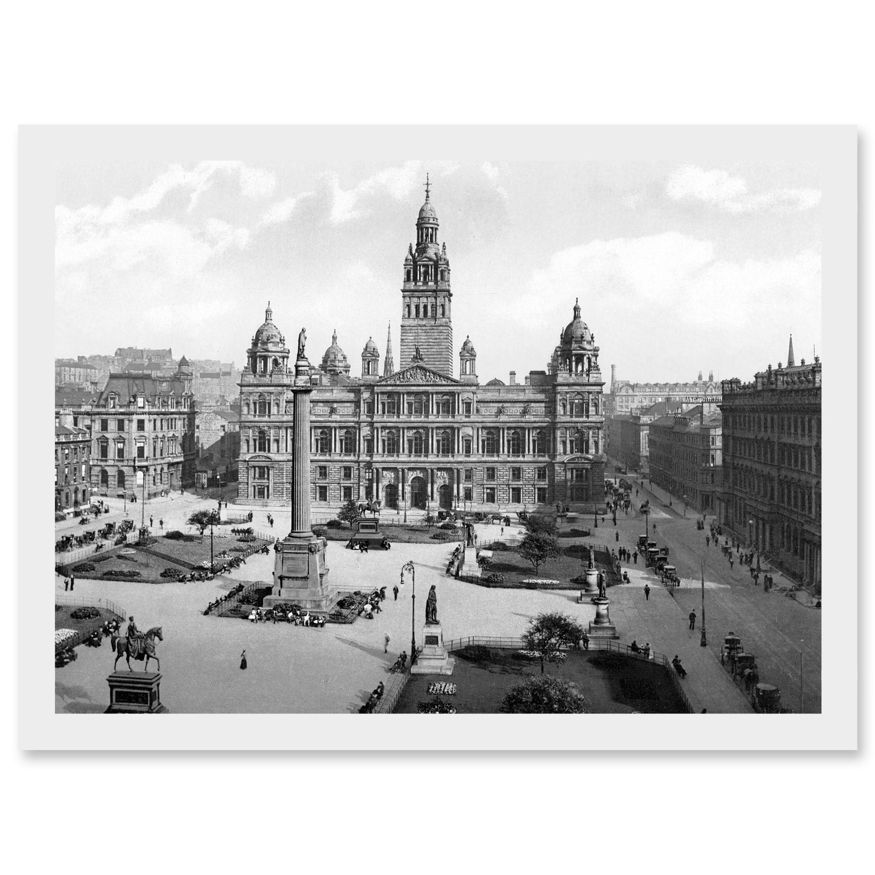 Glasgow Square Scotland Vintage Historic A4 Artwork Framed Wall