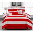 thumbnail image 1 of Legacy Decor 7pc. Microfiber Nautical Themed Comforter set, Red and White Striped, Full Size, 1 of 1