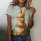thumbnail image 3 of Tops de Ajuste Suelto para las Mujeres Sudadera Casual Impresa Manga Corta Cuello Redondo Superior, Poliéster, 3 of 4
