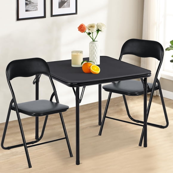 Juego de mesa plegable Furniturer para 2 personas con 3 piezas, color negro