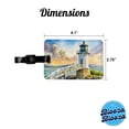 thumbnail image 3 of Lighthouse Like Marshall Point Maine Watercolor Faux Leather Travel Luggage Tag, 3 of 7