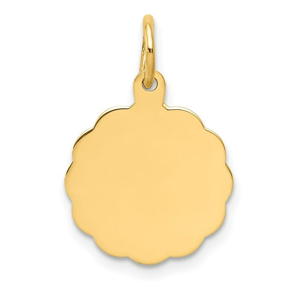 FB Jewels 14K Yellow Gold .009 Gauge Engravable Scalloped Disc Charm
