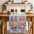 thumbnail image 2 of Table Runner 36 Inches Long for Kitchen Dining, Blue Purple Gnomes Dresser Scarf Farmhouse, Dining Table Decorations for Wedding/Parties, Spring Hydrangea Flower Leaf Green Plaid 13 x 36 In, 2 of 8