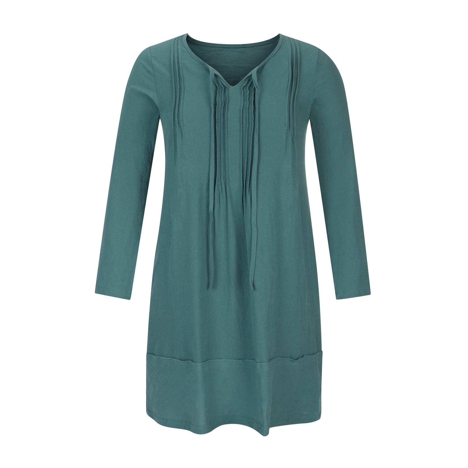 KONBECA Women's Cotton Linen Sundress, V-Neck 3/4 Sleeve