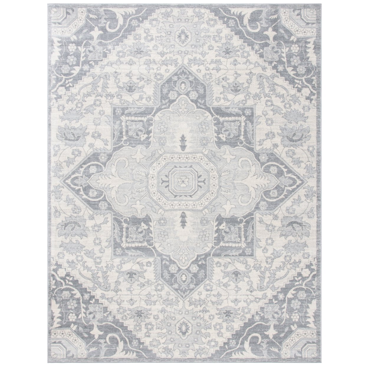 SAFAVIEH Brentwood Felix Floral Area Rug, 6'7" x 6'7" Round, Grey/Cream