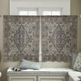thumbnail image 4 of Sheer Curtains 54 inches Long, Mysterious Retro Totem Flower Printing Light Filtering Sheer Window Curtains Rod Pocket Voile Drapes for Bedroom Living Room, 52"W x 54"L 2 Panels, 4 of 7
