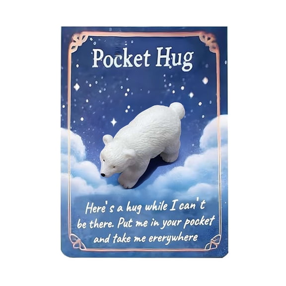 Pocket Hug Animal Figurine, Cute Mini Animal Decoration, with Encouragement Cards, Thoughtful Gift for Sisters, Friends, Family, Bring Daily Comfort, and Emotional Support