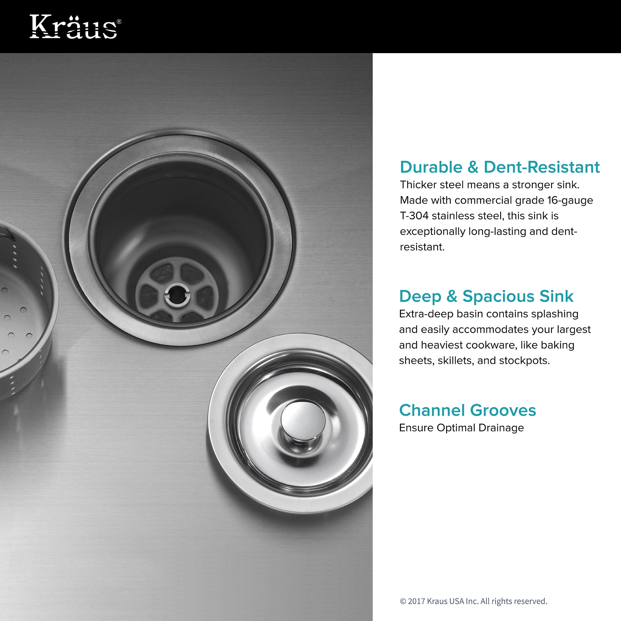 Kraus KHF200-30-1650-41 Kitchen Combo 29-3/4" Farmhouse Single Basin 16 Gauge Stainless