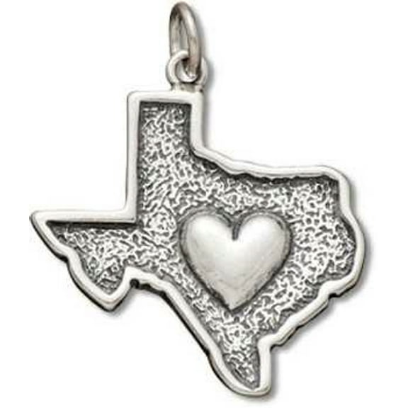 Sterling Silver 16" .8mm Box Chain Heart Of Texas State Pendant Necklace