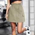 thumbnail image 2 of Sngxgn Skirts for Women Crossover High Waisted Ruffle Layered Skort Skirts(Khaki,S), 2 of 6