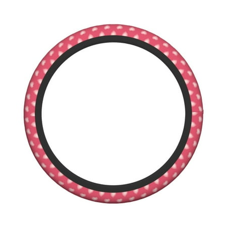 XMXY Car Steering Wheel Cover, Romance Pink Valentine Hearts Non-Slip Jeep Truck Universal Elastic Steering Wheel Protector 15 inch