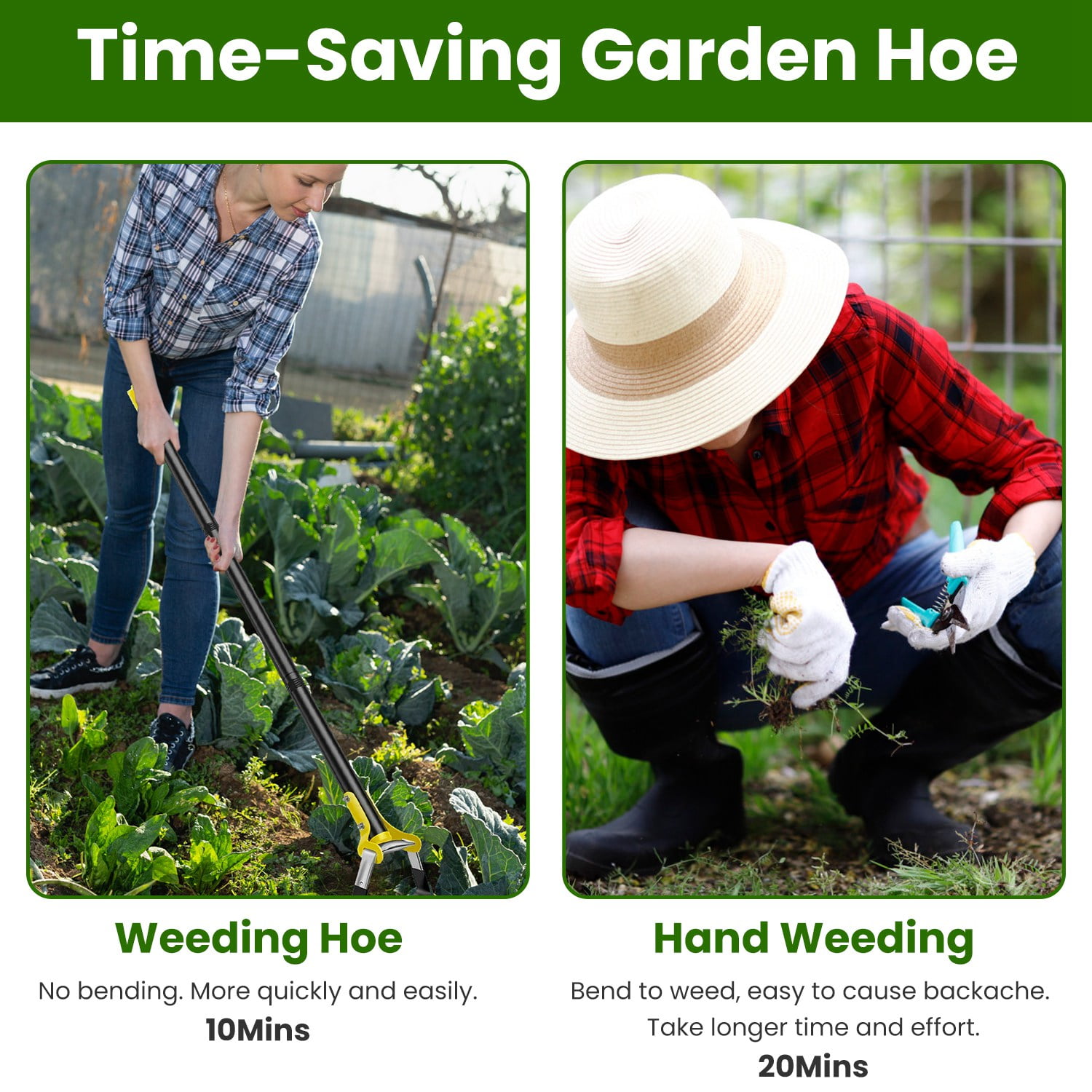 iMounTEK 46in Adjustable Handheld Scuffle Loop Hoe Gardening Weeder Cultivator Weeding Rake for Weeding