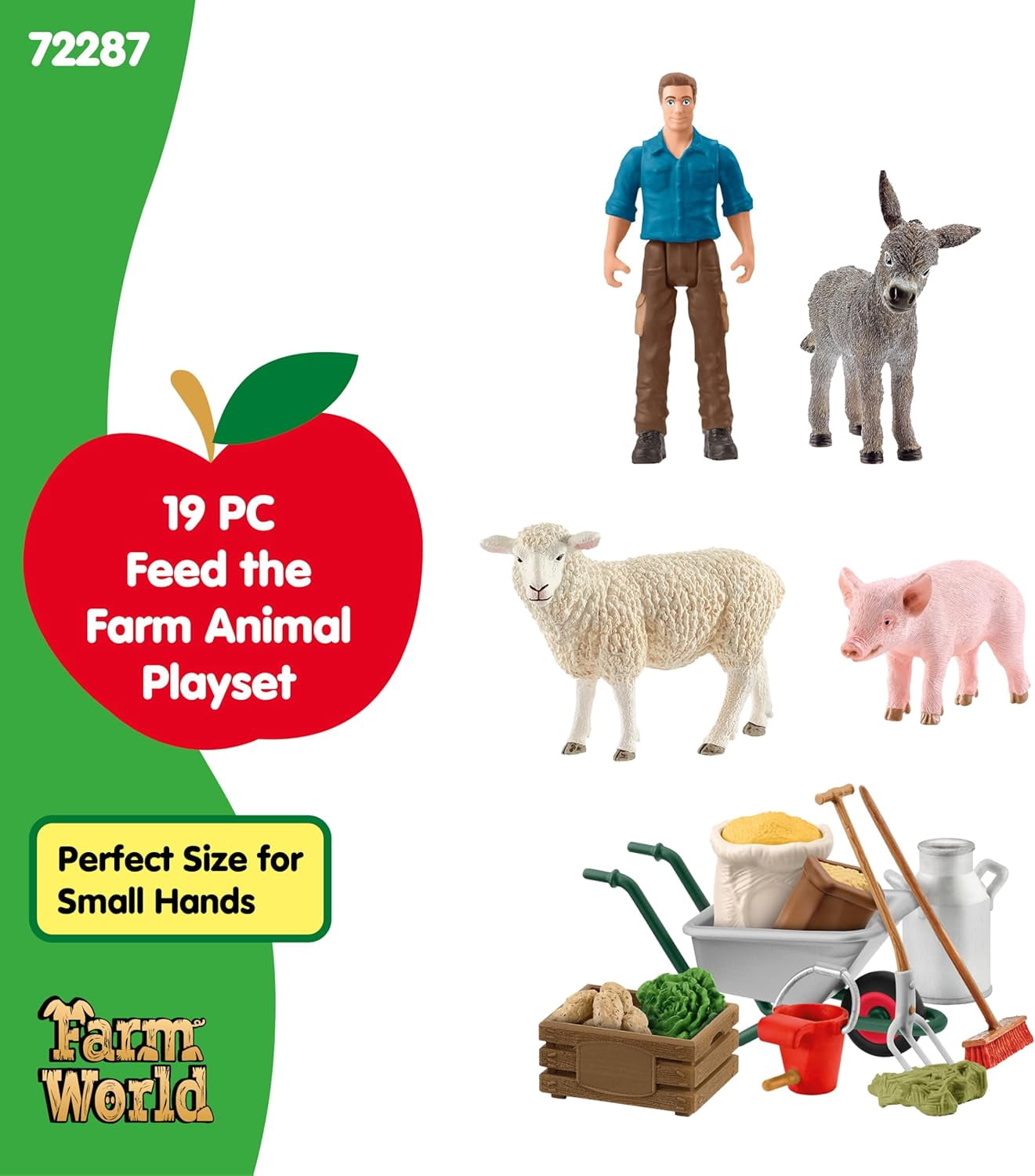 schleich Farm World - 19 PC Animal Feeding Playset with Farmer Figure and Farm Animal Toys - Animal Toy Set for Kids Ages 3+
