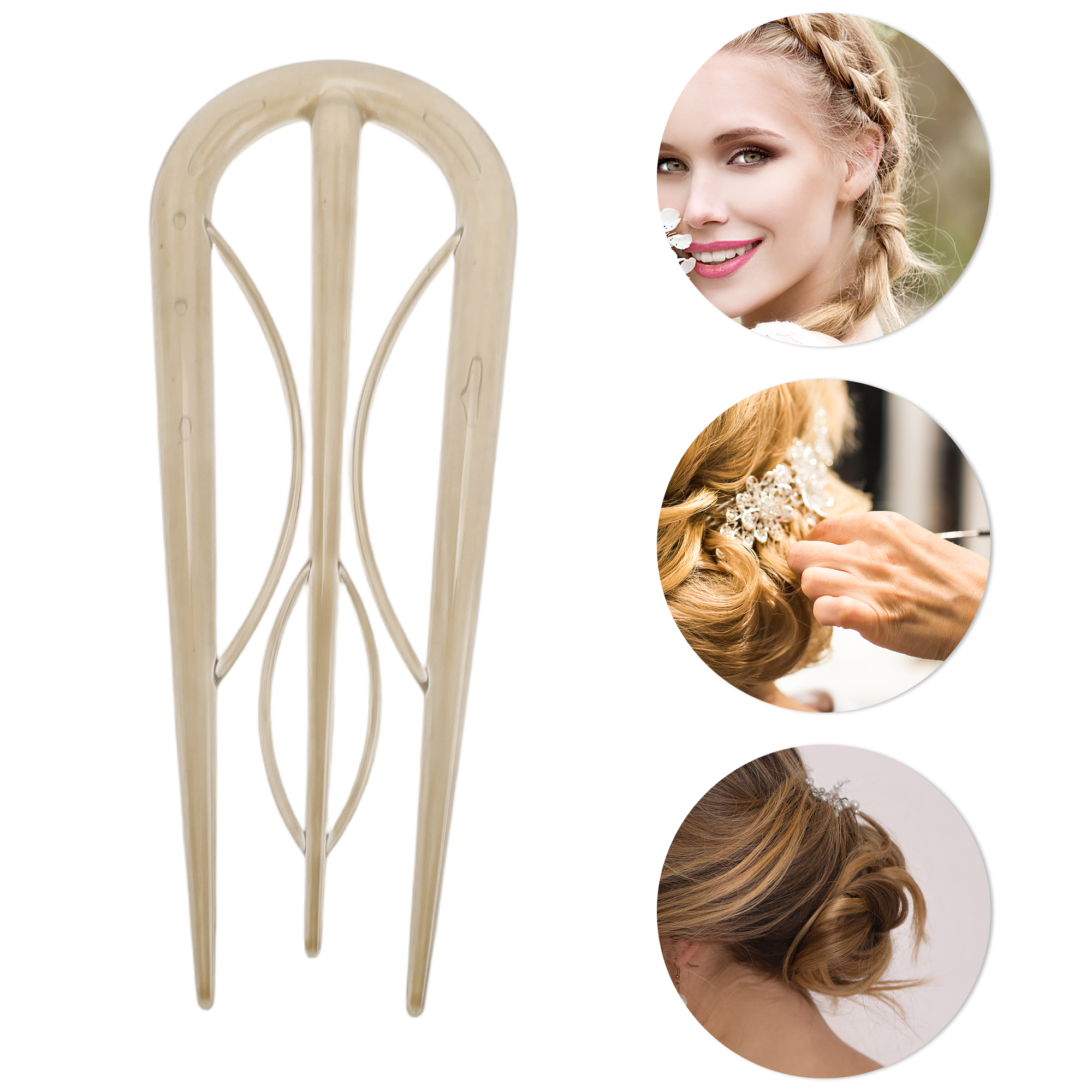 Unique Bargains U-shaped Hair Pin 3.94"x1.50" 1 Pc Light Gray