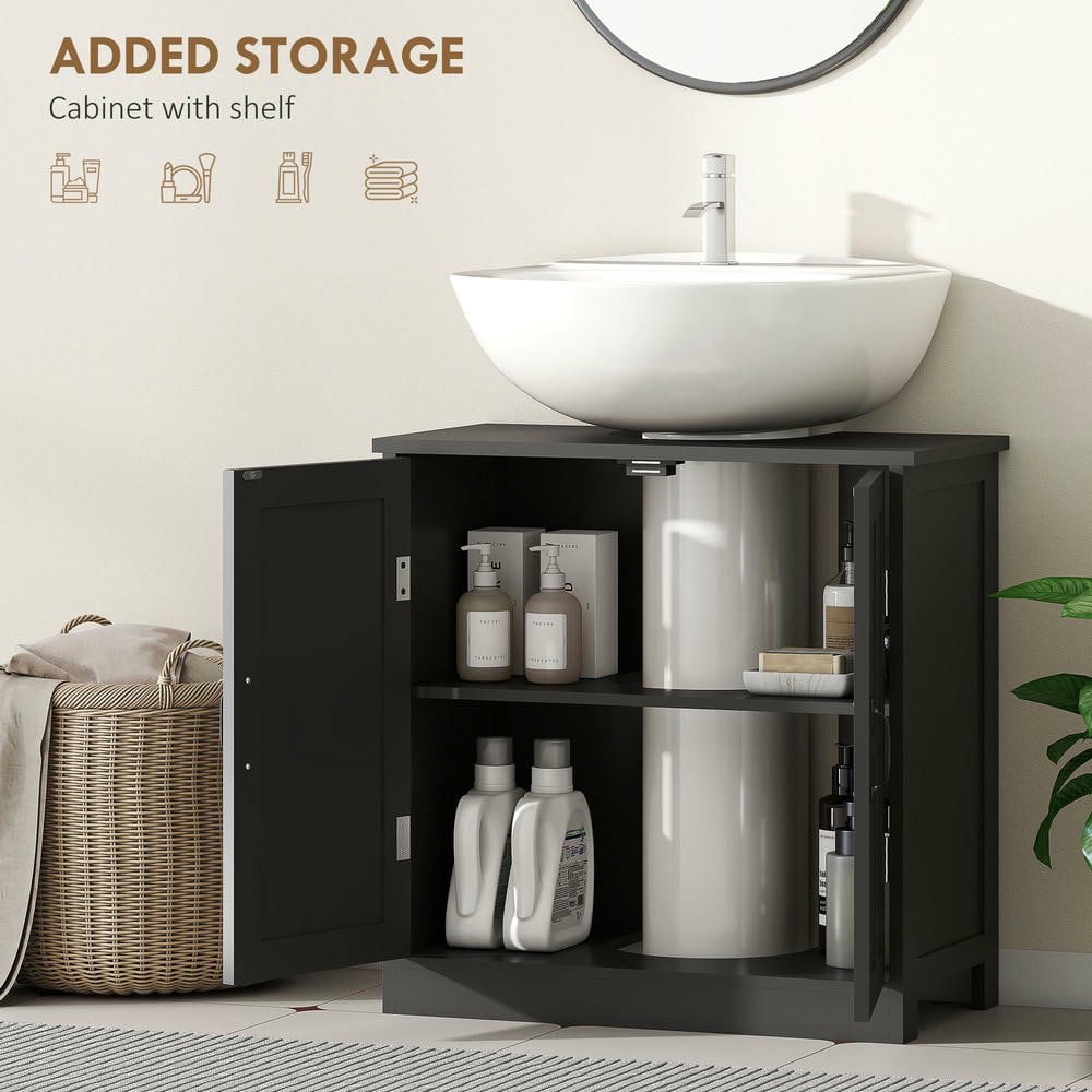 Resenkos Bathroom Sink Cabinet, Pedestal Sink Cabinet with Adjustable Shelf, Black(sink not included)