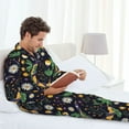 thumbnail image 4 of Mens Pajamas Set, Cartoon Funny Snake Moon Daisy Button Down Long Sleeve Loungewear Sleepwear Pjs sets for Men, 4 of 5