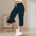 thumbnail image 4 of Capri Pants for Women 2025 High Elastic Waist Drawstring Loose Casual Cago Capris with Pockets Womens Cropped Pants, 4 of 8