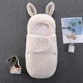 thumbnail image 3 of LEKWK Baby Swaddle Blanket with Hood Warm Baby Thermal Sleeping Sack 3D Cartoon Rabbit Ear Cute Loungewear Newborn Winter Thermal Receiving Blanket 0-6M, 3 of 5