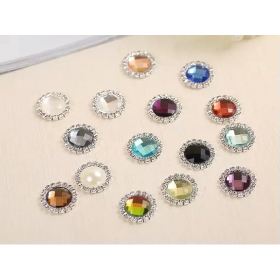 U8MO 10pcs Crystal Rhinestone Cabochons Button Flatback Round 20mm Wedding Invitation-Mixed Color
