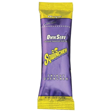 Sqwincher 060904GR Thirst Quencher Qwikserv Electrolyte Replacement Drink Mix, Grape, 1.26 Oz Packet, 8/pack