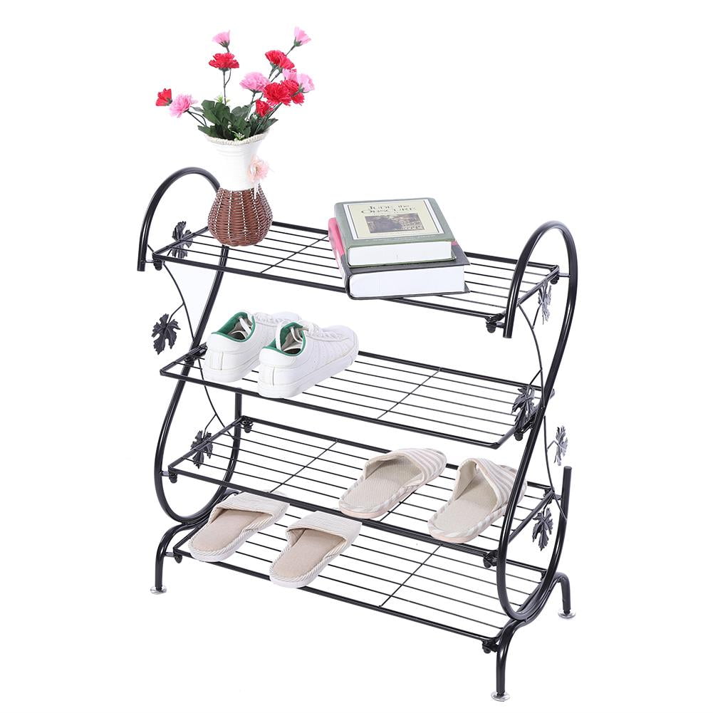 HERCHR Shoe Rack, 4-Tier Vintage Metal Iron Shoe Rack ...