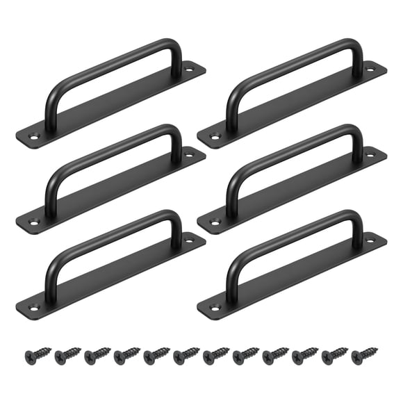 Unique Bargains 6Pack Barn Door Handles, 160mm / 6 Inch Hole Center Sliding Gate Door Pull Handle for Wardrobe Closet (Black)