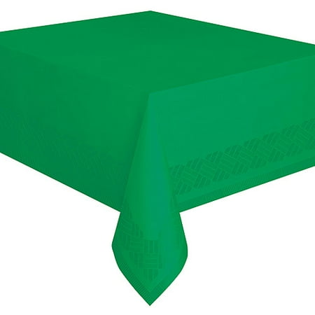 Plastic Lined Emerald Green Paper Table Cover, 108" x 54"