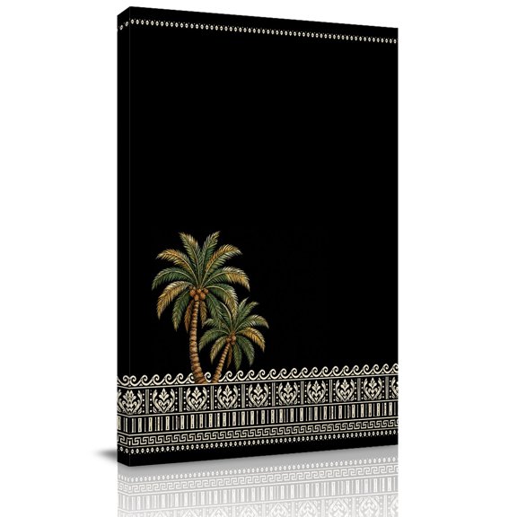 Canvas Wall Art, Black Palm Trees Framed Canvas Prints for Hallway Living Room, Seaside Tropical Summer Botanical Extra Large Gallery Wrapped Wall Decor for Home Office, Gifts, 20"x30" Ship Next Day