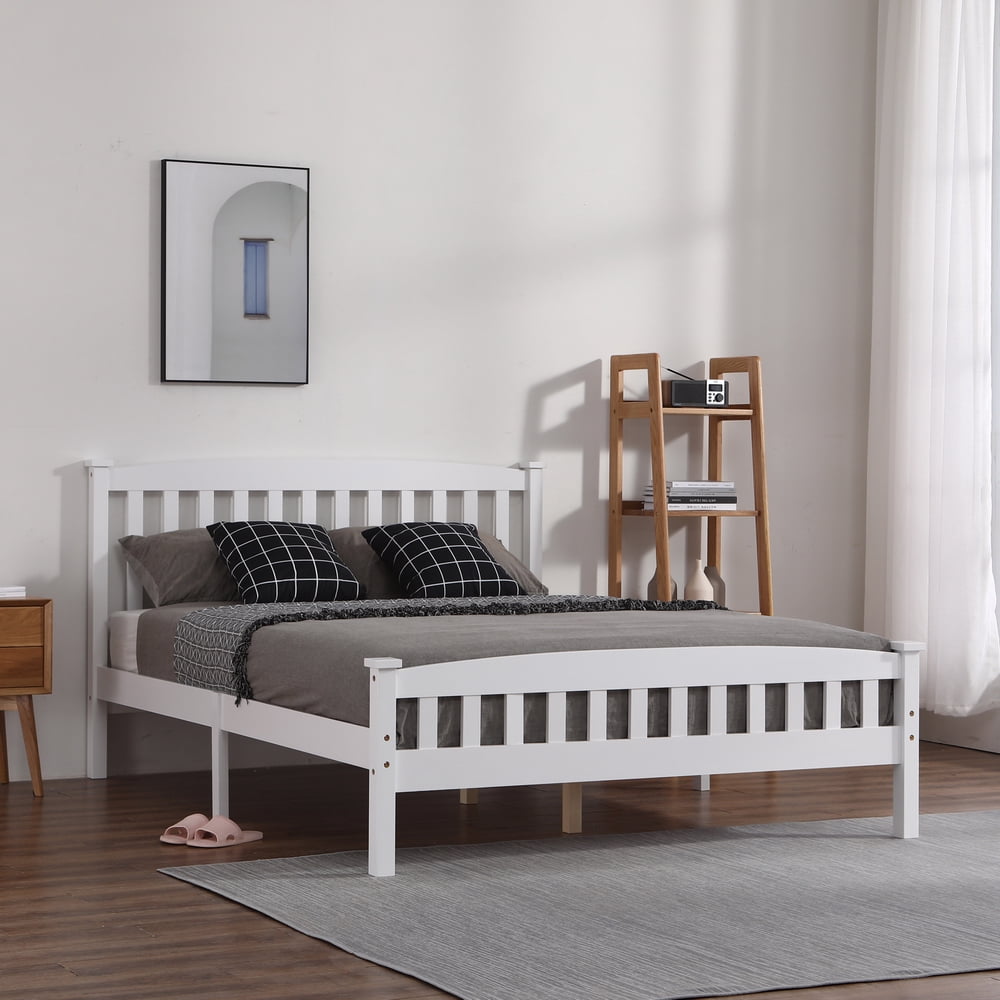Kepooman Pine Platform Bed Frame with Headboard/wood Plank Support/no Spring Required/easy to Assemble, Full Size-White Kepooman Pine Platform Bed Frame with Headboard/wood Plank Support/no Spring Required/easy to Assemble, Full Size-White