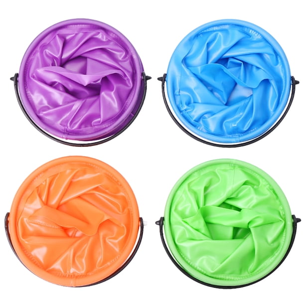 4PCS Cubo de agua plegable Pintura Pluma de lavado Cubo Cubo de plástico portátil Barril de agua multiusos para uso en exteriores al aire libre (verde + azul + púrpura + naranja)