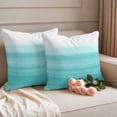 thumbnail image 2 of Aqua White Gradient Pillow Covers 2 Pack Abstract Ombre Texture Modern Art Pillowcase Waterproof Outdoor Throw Pillow Cover for Patio Garden Square Cushion 16”x16”, 2 of 9