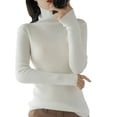 thumbnail image 5 of Mujeres Jumpers Damas Otoño Invierno Sólido Cuello alto Tejido Suéter Manga larga Yuyangstore Suéter de punto mujer, 5 of 5