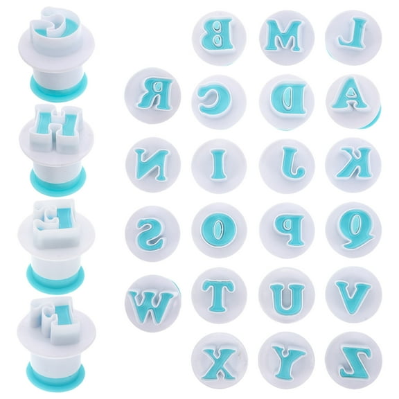 FRCOLOR 26pcs Reusable Cookie Stamp Spring Molds Uppercase Letters Stamp for DIY Baking Fondant Mousse, and Cake Decorating Embosser